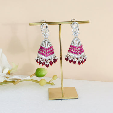 Gold Ruby Dangler Earrings Zayn Luxury Jewellery